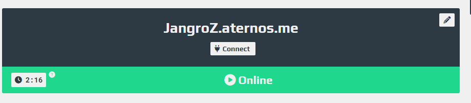 Aternos server address with countdown timer