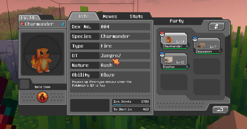 BigChadGuys Plus Pokemon selection screen showing Charmander and other starter options