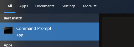 Command prompt showing ipconfig command