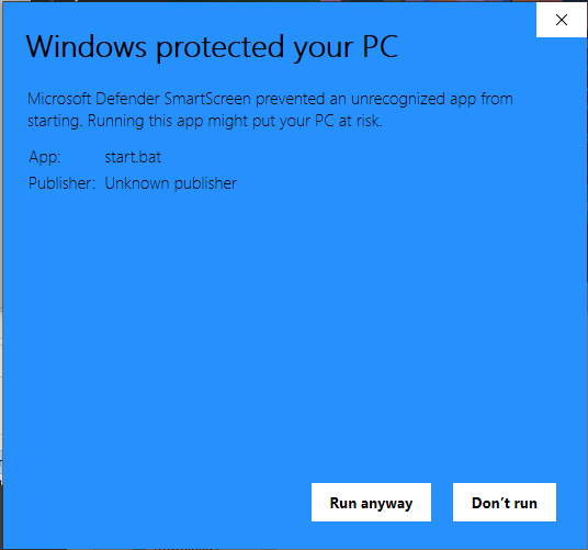 Windows security dialog more info button