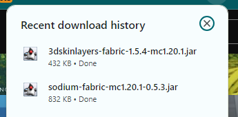 Browser tabs showing mod download pages