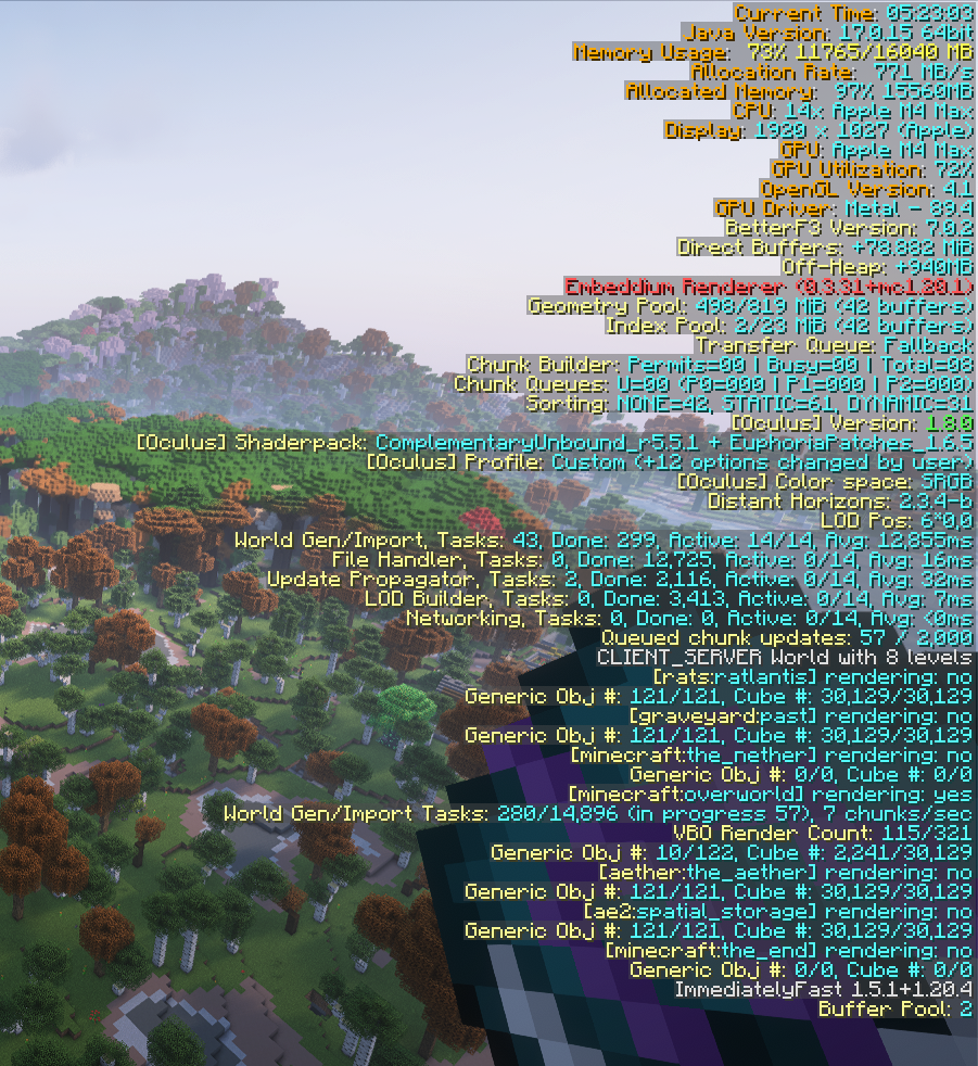 F3 screen showing DH activity