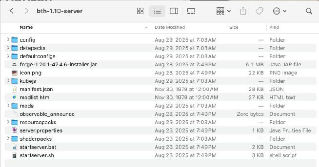 BTH server files extracted