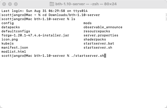 Running serverstart script