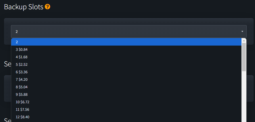 CloudNord backup options - 2 included backup slots