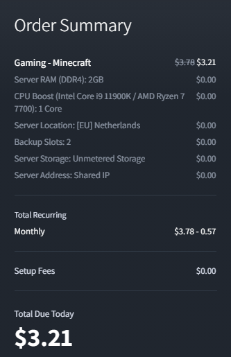 CloudNord basic 2GB server pricing at $3.78/month