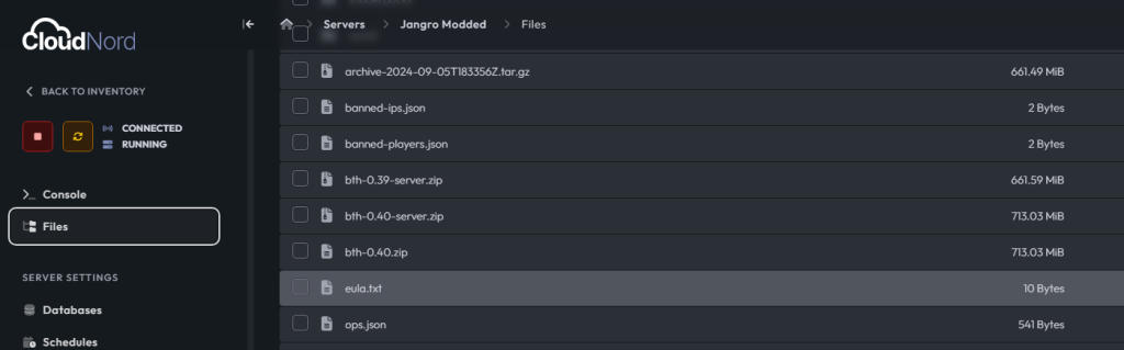 CloudNord file manager web interface and SFTP access