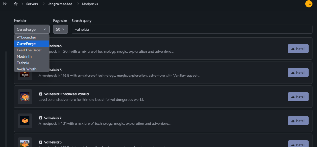 CloudNord one-click modpack installation from major providers