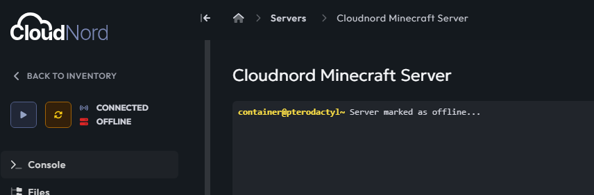 CloudNord server off after modpack installation completion