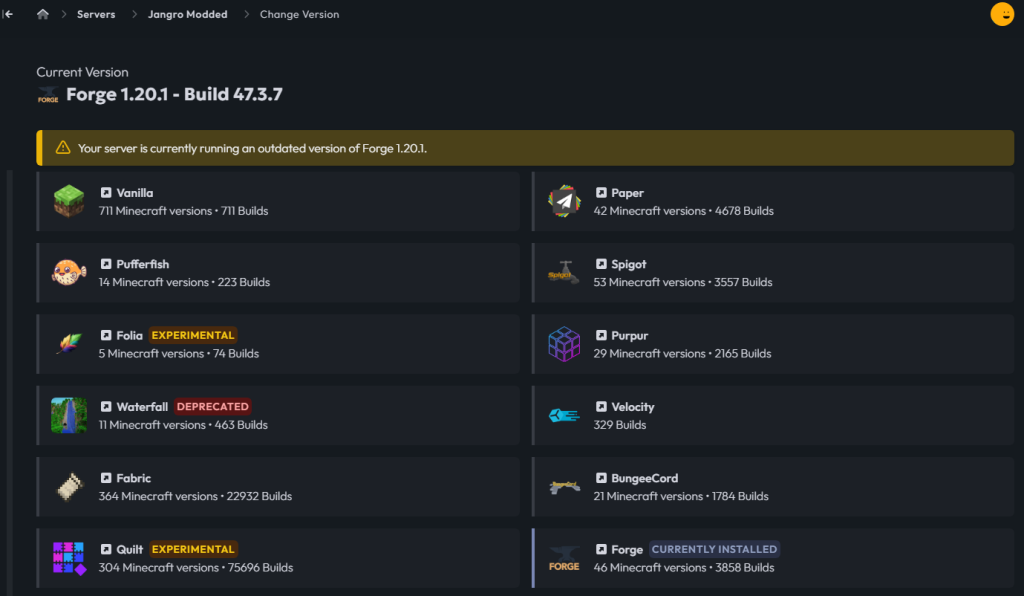 CloudNord version changer for mod loaders - Forge needs updating