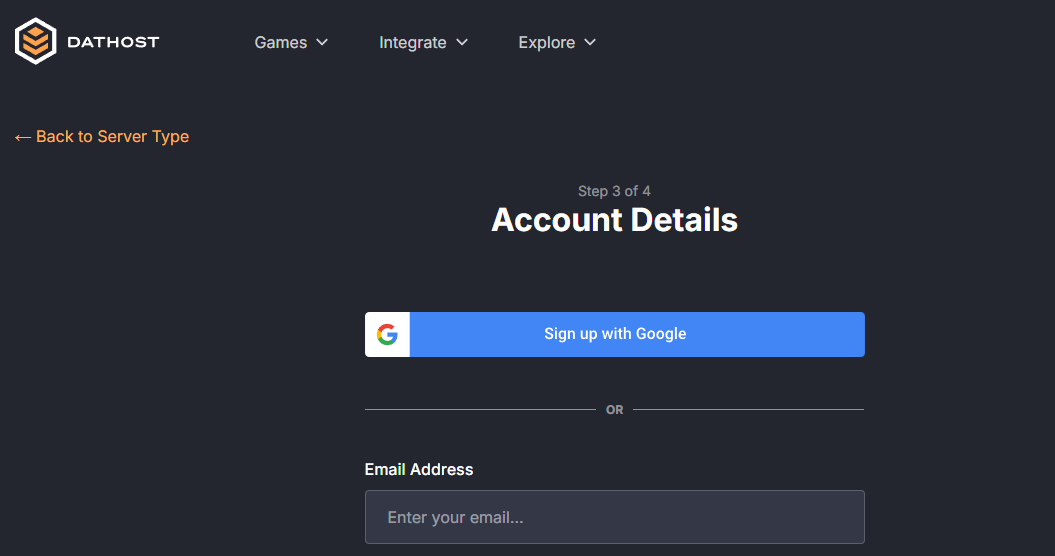 DatHost payment process interface for credit card and PayPal account setup