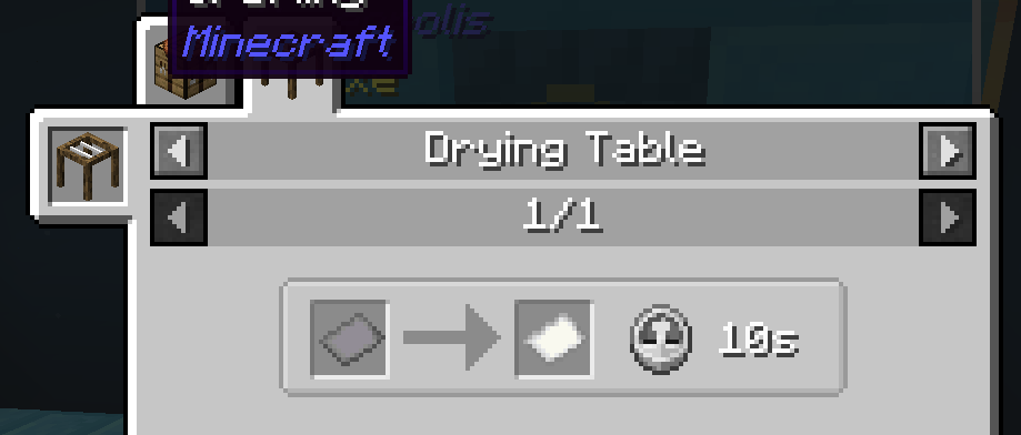 Drying table showing paper recipe