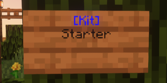 EssentialsX kit sign for distributing starter kits to players