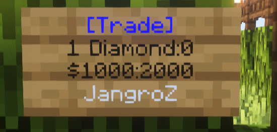 EssentialsX [Trade] buy sign for purchasing diamonds from players