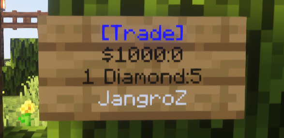 EssentialsX [Trade] sell sign for player-to-player diamond trading