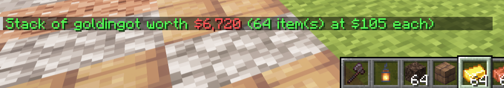 EssentialsX /worth hand command showing value of items in hand