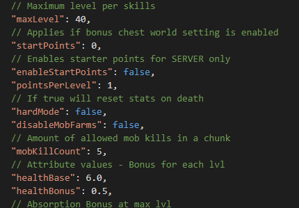 LevelZ configuration JSON file