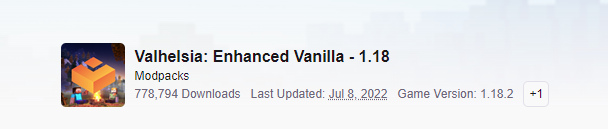 Valhelsia Enhanced Vanilla modpack with LevelZ