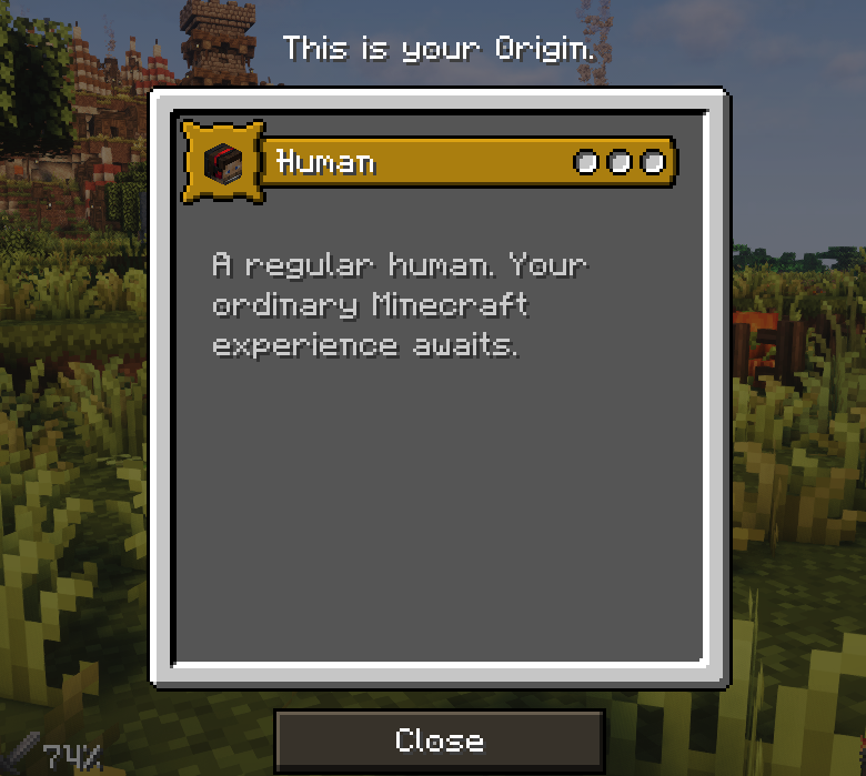 Medieval Minecraft MMC3 Origins mod selection screen showing various races with unique abilities