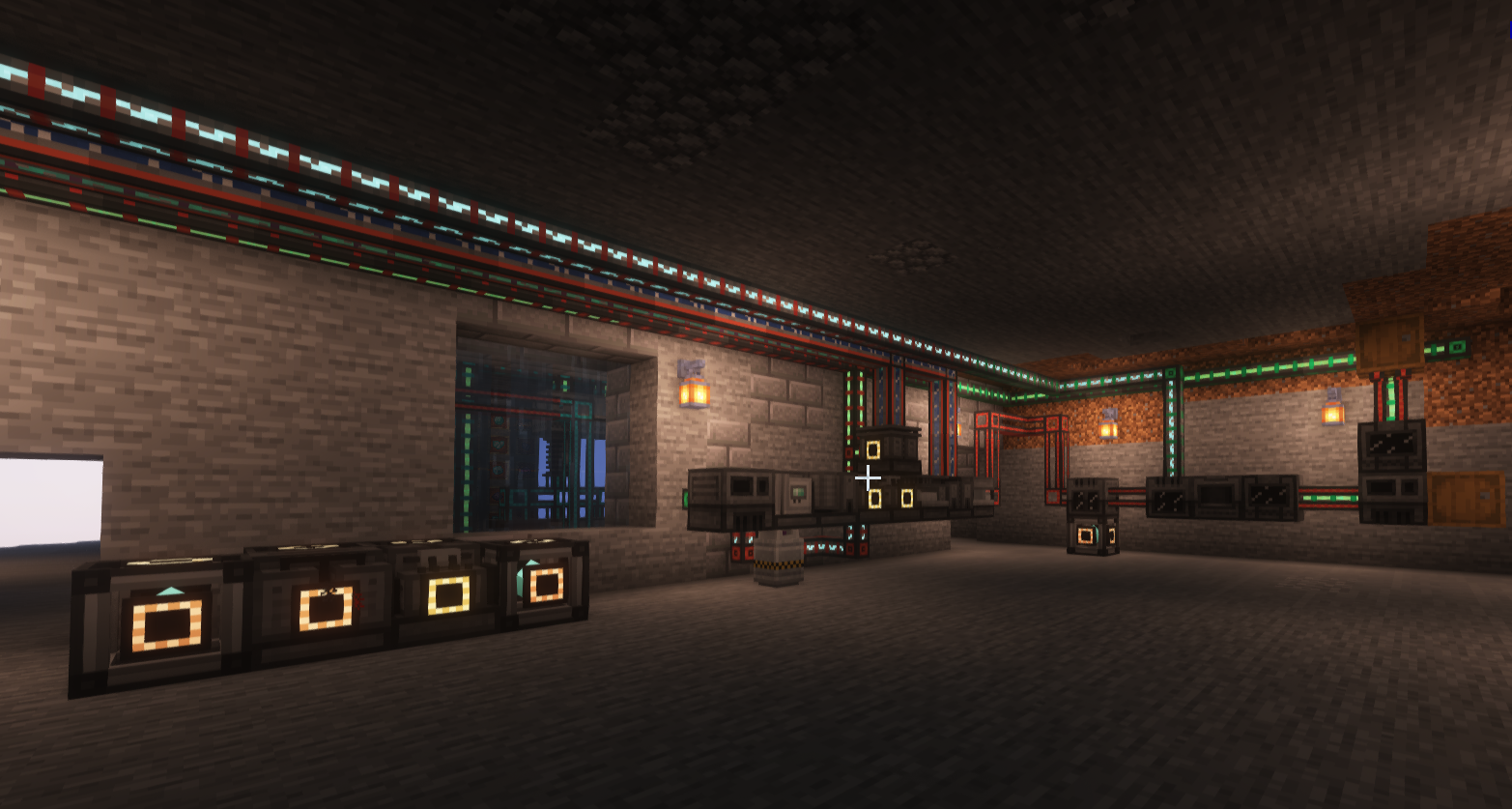 Complete Mekanism 5x ore processing setup showing all machines and gas production systems