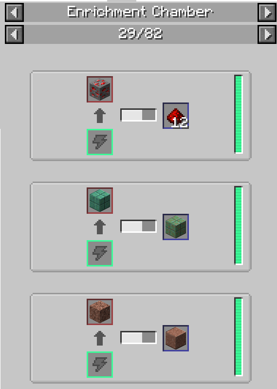 Mekanism Enrichment Chamber ore processing showing doubled ore yields and enriched materials