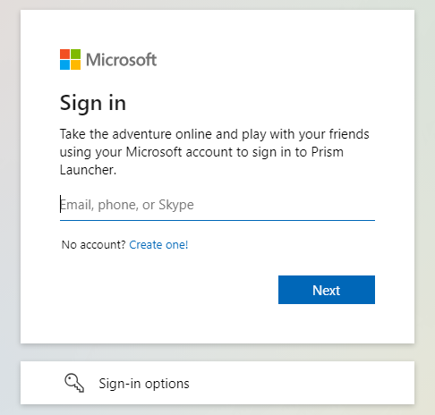 Microsoft account sign in page