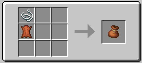 Minecraft bundle crafting recipe showing string and leather in crafting grid