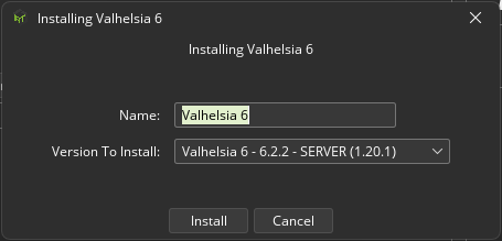 ATLauncher server name input dialog for new server configuration