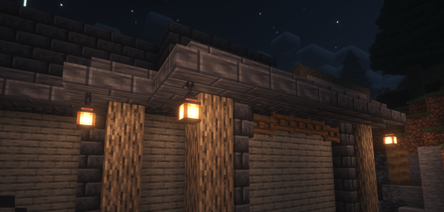 Strategic lighting creating shadows and depth in Minecraft