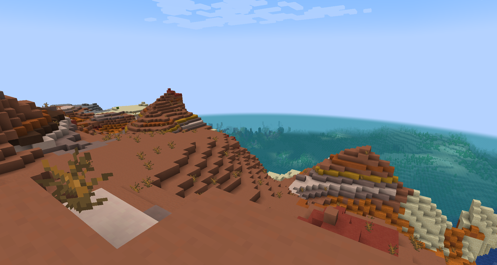 Minecraft world without Distant Horizons showing limited render distance