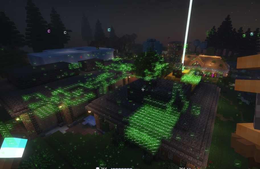 Observable mod Matrix-like overlay showing entities