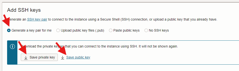 Oracle Cloud SSH keys generation
