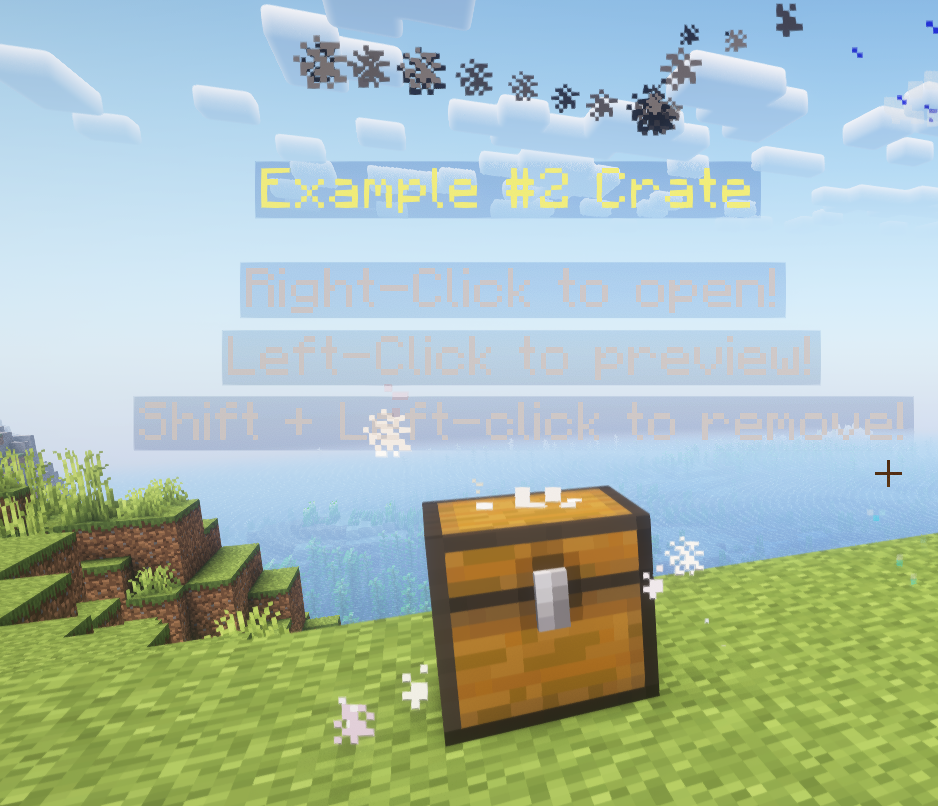 PhoenixCrates example crate displayed in game with hologram text