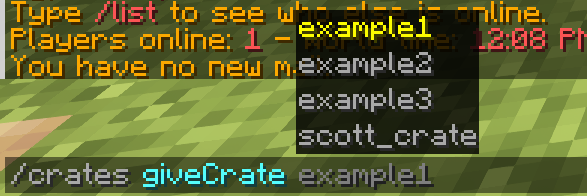 Using /crates giveCrate command to give yourself a PhoenixCrates crate