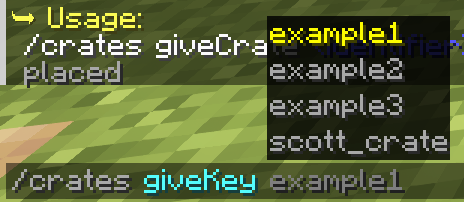 Using /crates giveKey command to give yourself a crate key