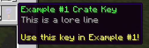Example1 key item in inventory showing key description and lore