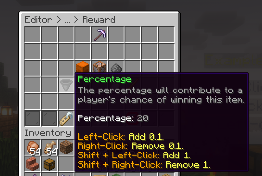 PhoenixCrates reward percentage configuration showing win chance settings