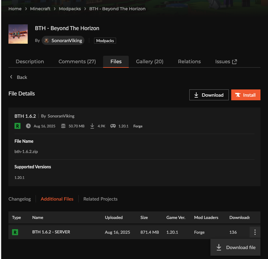 BTH Download Server Pack