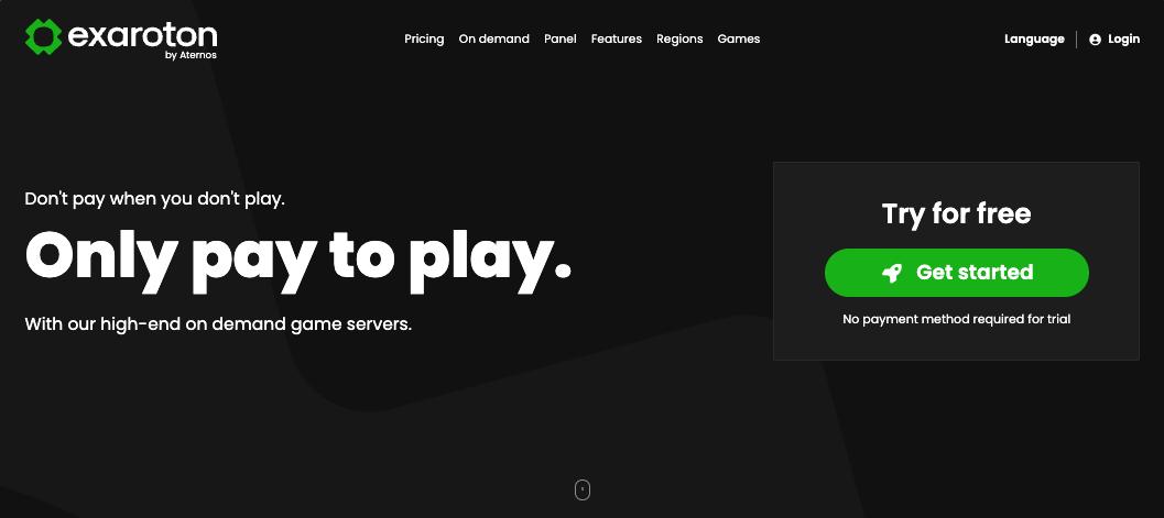 Exaroton - Only pay to play game hosting