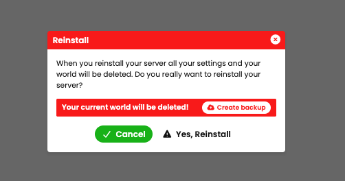 Reinstall Confirmation