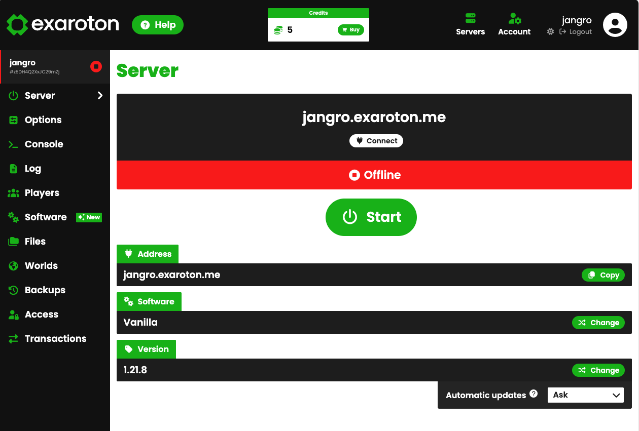 Server Dashboard