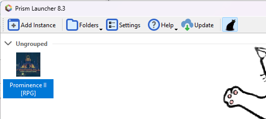 Prism Launcher with Prominence II RPG instance ready