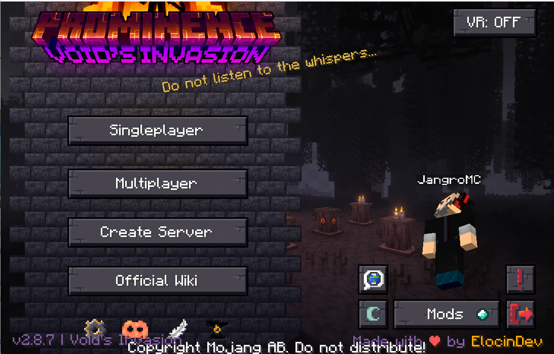 Prominence II RPG main menu successfully loaded