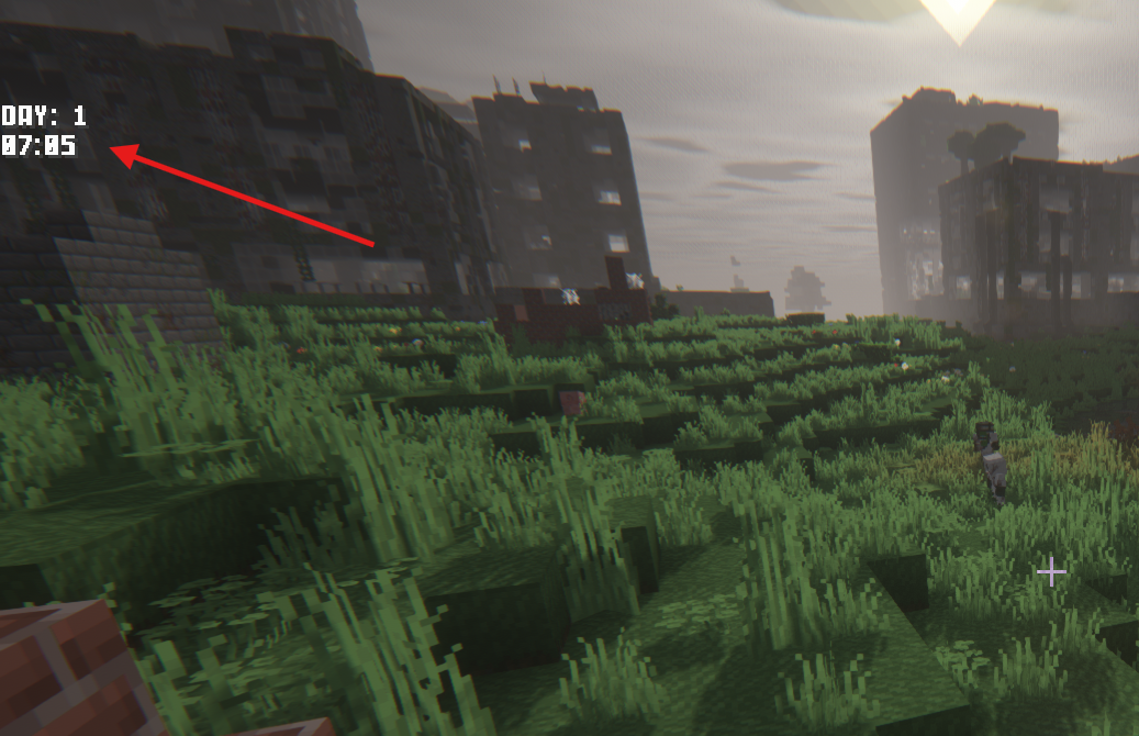 Simple World Timer mod setup showing day counter display in Remain modpack gameplay