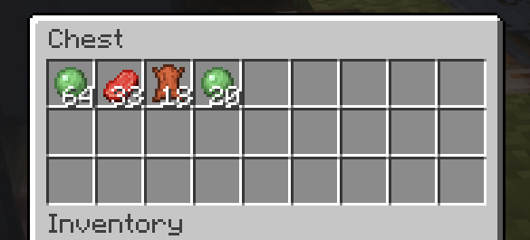 Farm results showing 84 slimeballs plus beef and leather from one feeding cycle