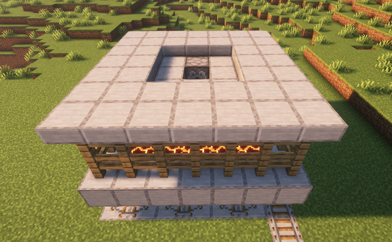 Slab platform on top of fences for mob containment area