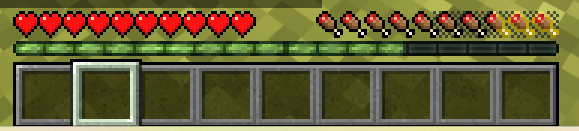 AppleSkin mod showing hunger and saturation levels with yellow indicators on food bar