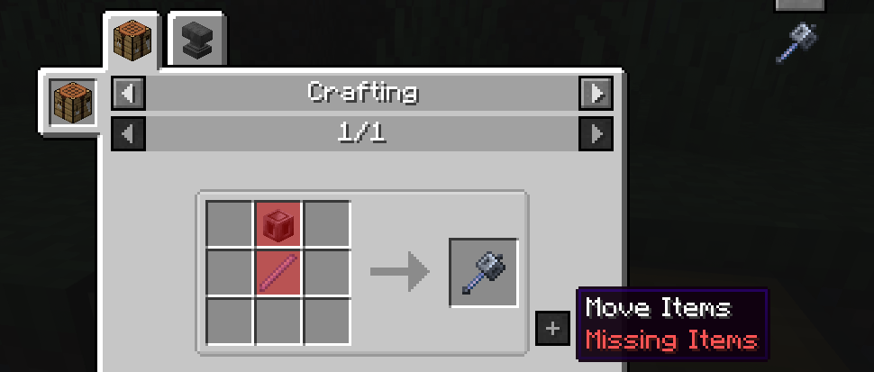 JEI mod displaying new mace weapon crafting recipe with breeze rod and heavy core