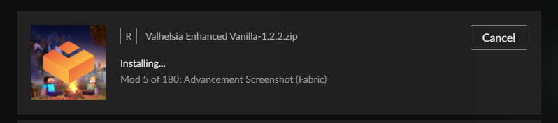 Valhelsia Enhanced Vanilla modpack ready to play with play button