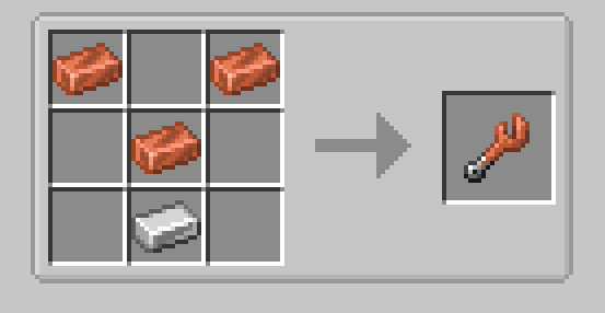 Wrench crafting recipe with copper and iron